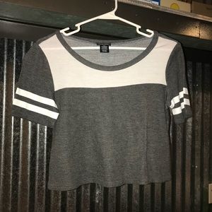 Gray and White cropped tee